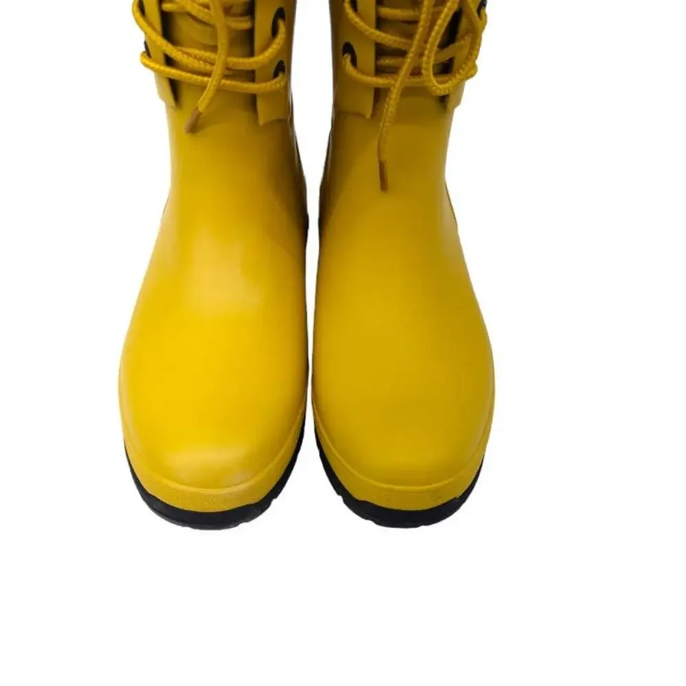 BOGS NEW Yellow Amelia Lace Up Rain Boot Waterproof Women's Adjustable 9